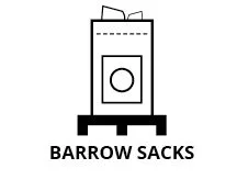 Barrow sacks black and white icon